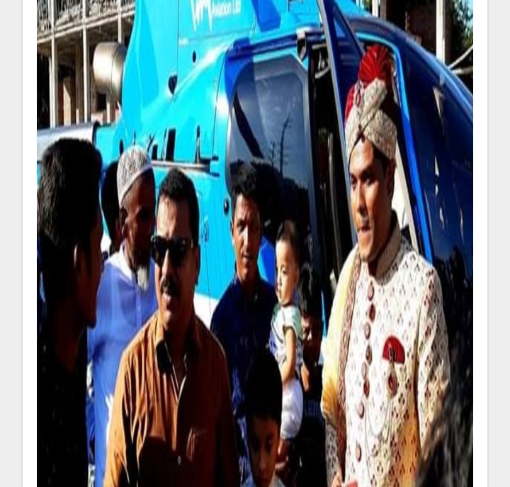 হেলিকপ্টারে করে কনে  নিয়ে আসলেন ছাত্রলীগ নেতা শাখাওয়াত।