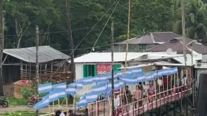 আর্জেন্টিনা’র পতাকায় সেজেছে মেহেন্দিগঞ্জ উলানিয়া’র লঞ্চঘাট।
